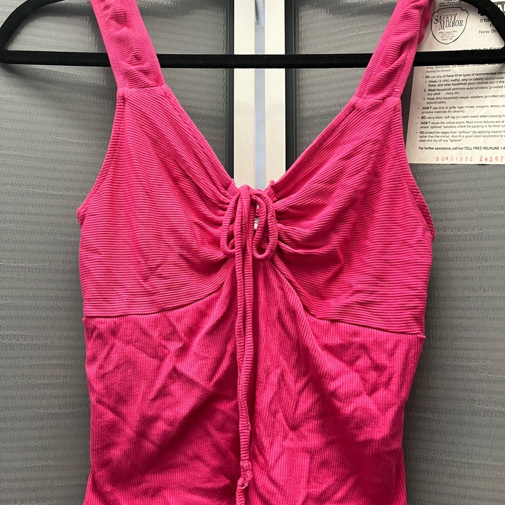 Selfie Hot Pink Ruched Tank Top